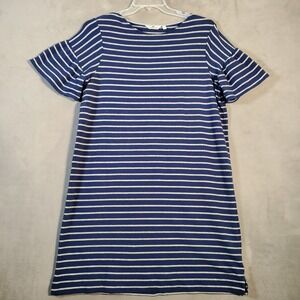 Vineyard Vines T Shirt Dress Womens L Blue Gray Stripe Short Sleeve Preppy Coast